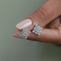 Round Cut CVD Diamond Square Shape Earrings