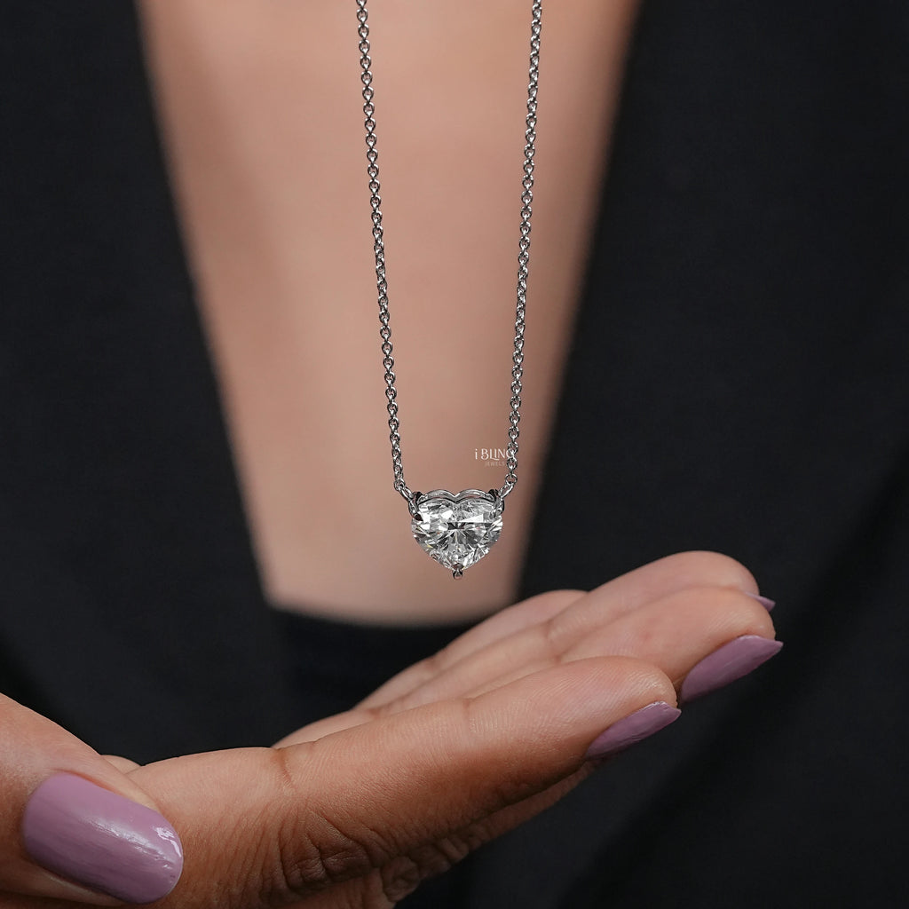 Heart Cut Lab Grown Diamond Solitaire Necklace