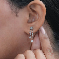 Round Cut Bezel Set Chain Drop Dangle Earrings