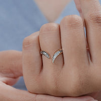 Tapered Baguette Diamond Channel Set V Shape Wedding Band