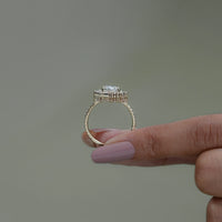 Cushion Diamond Cluster Set Halo Engagement Ring