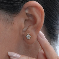 Round Lab Diamond Cluster Halo Stud Earrings
