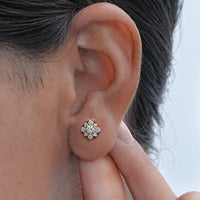 Round Lab Diamond Cluster Halo Stud Earrings