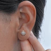 Round Lab Diamond Cluster Halo Stud Earrings