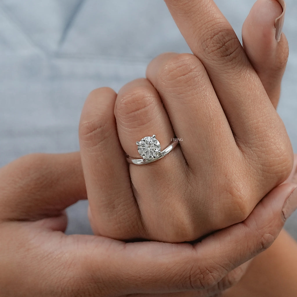 Round Lab Diamond Solitaire Ring
