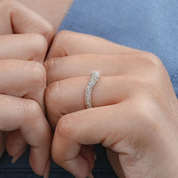 Round Diamond Pave Set Curved Wedding Band