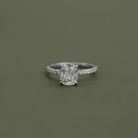 Elongated Cushion Diamond Engagement Ring