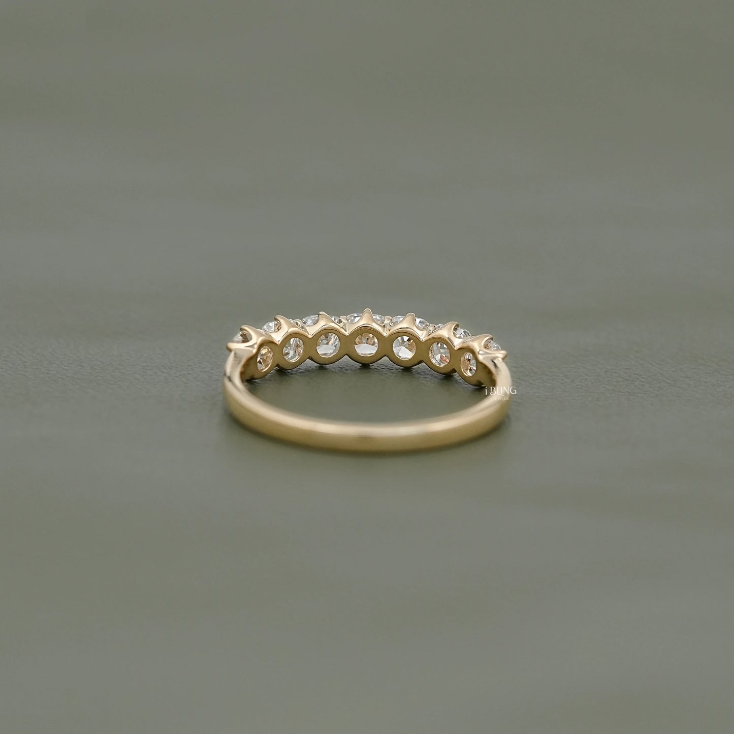 Seven Stone Old Mine Cushion Cut Wedding Band Half Eternity