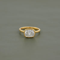 East West Cushion Cut Bezel Solitaire Engagement Ring