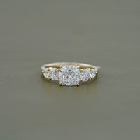 Cushion Cut Five Stone Lab Diamond Engagement Ring