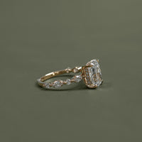 Cushion Cut Lab Diamond Hidden Halo Accent Ring