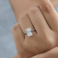 Elongated Old Mine Cushion Lab Diamond Engagement Ring