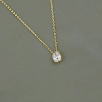 Cushion Cut Lab Diamond Bezel Set Necklace