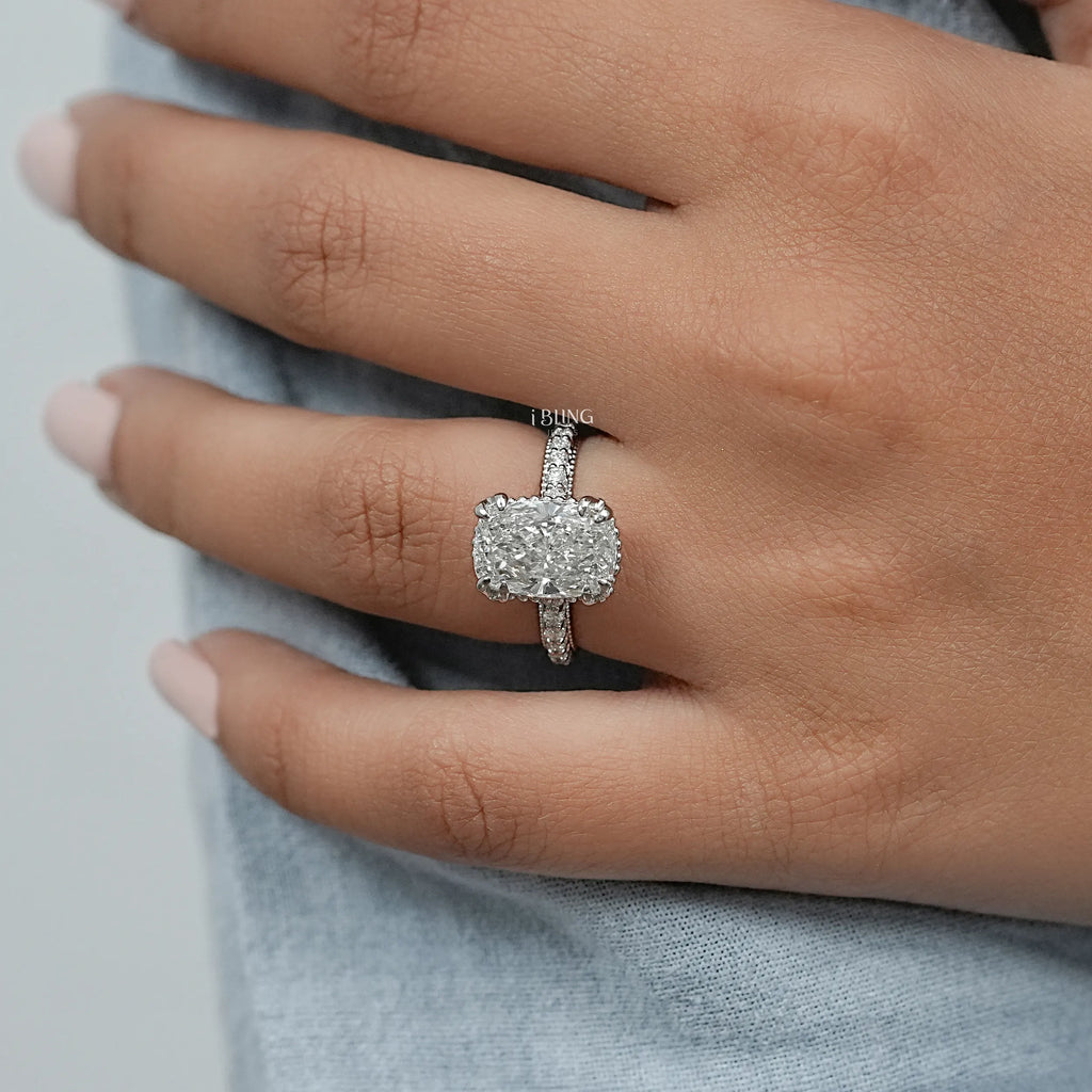 Vintage Cushion Cut Solitaire Accent Diamond Ring