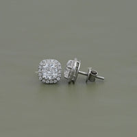 Cushion Cut Lab Diamond Halo Stud Earrings