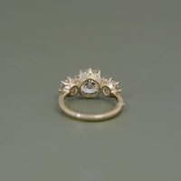 Three Stone Old Mine Cushion Cut Engagement Ring