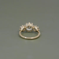 Three Stone Old Mine Cushion Cut Engagement Ring