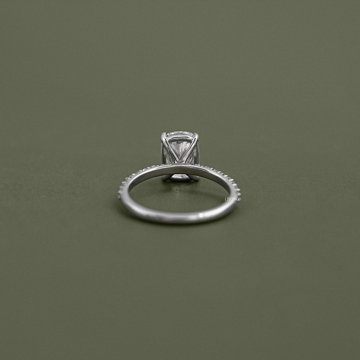 Elongated Old Mine Cushion Lab Diamond Ring Solitaire Ring