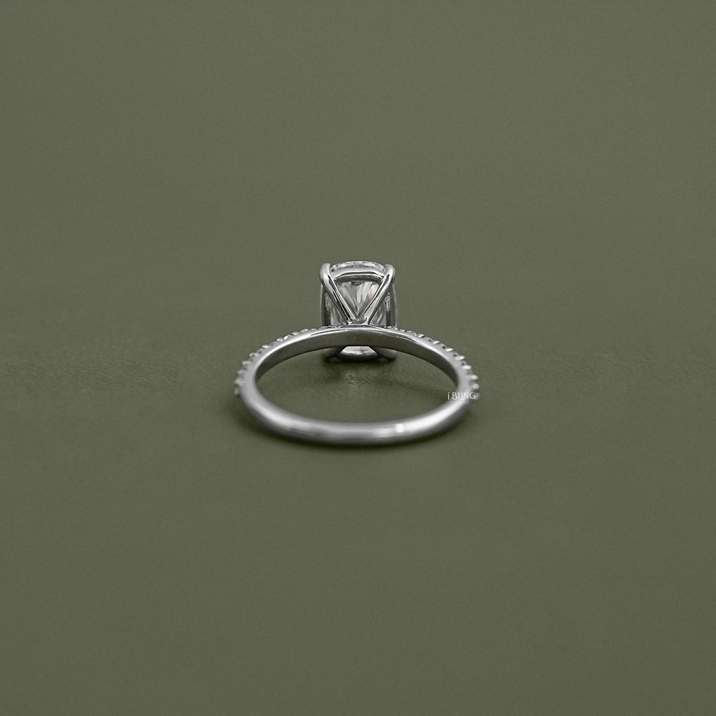 Elongated Old Mine Cushion Lab Diamond Ring