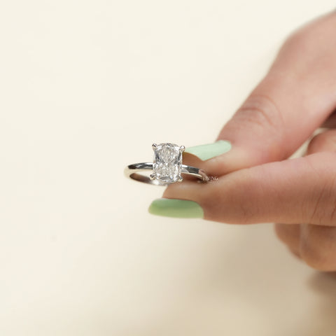 Elongated Cushion Lab Diamond Solitaire Engagement Ring