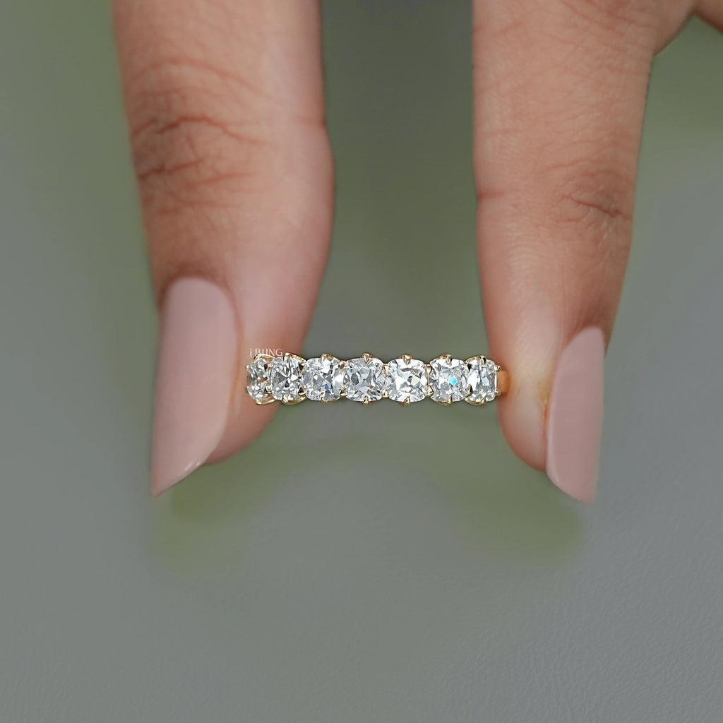 Seven Stone Old Mine Cushion Cut Wedding Band