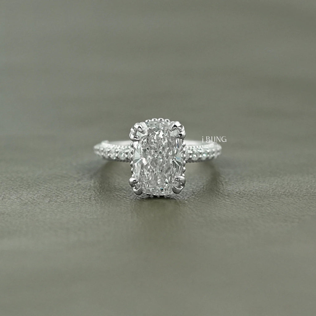 Vintage Cushion Cut Solitaire Accent Diamond Ring