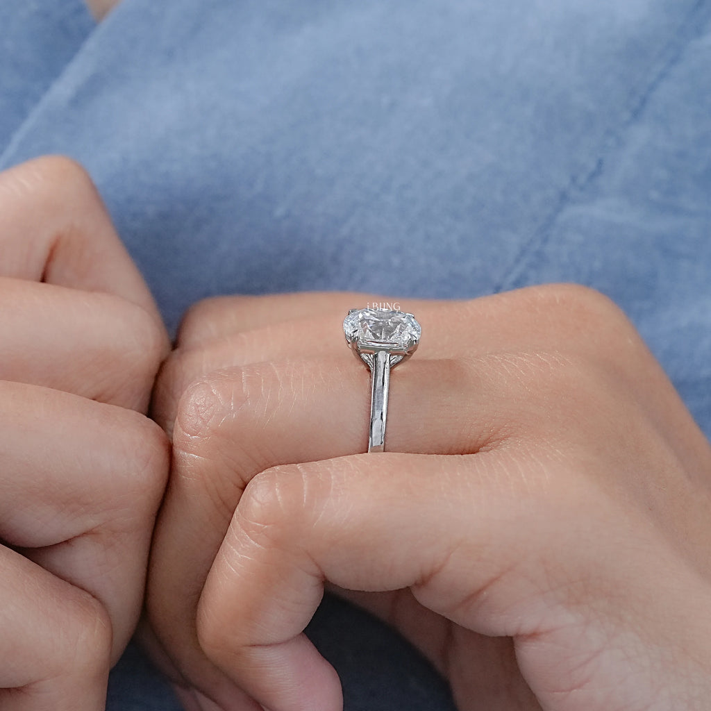 Old Mine Cushion Lab Diamond Solitaire Engagement Ring