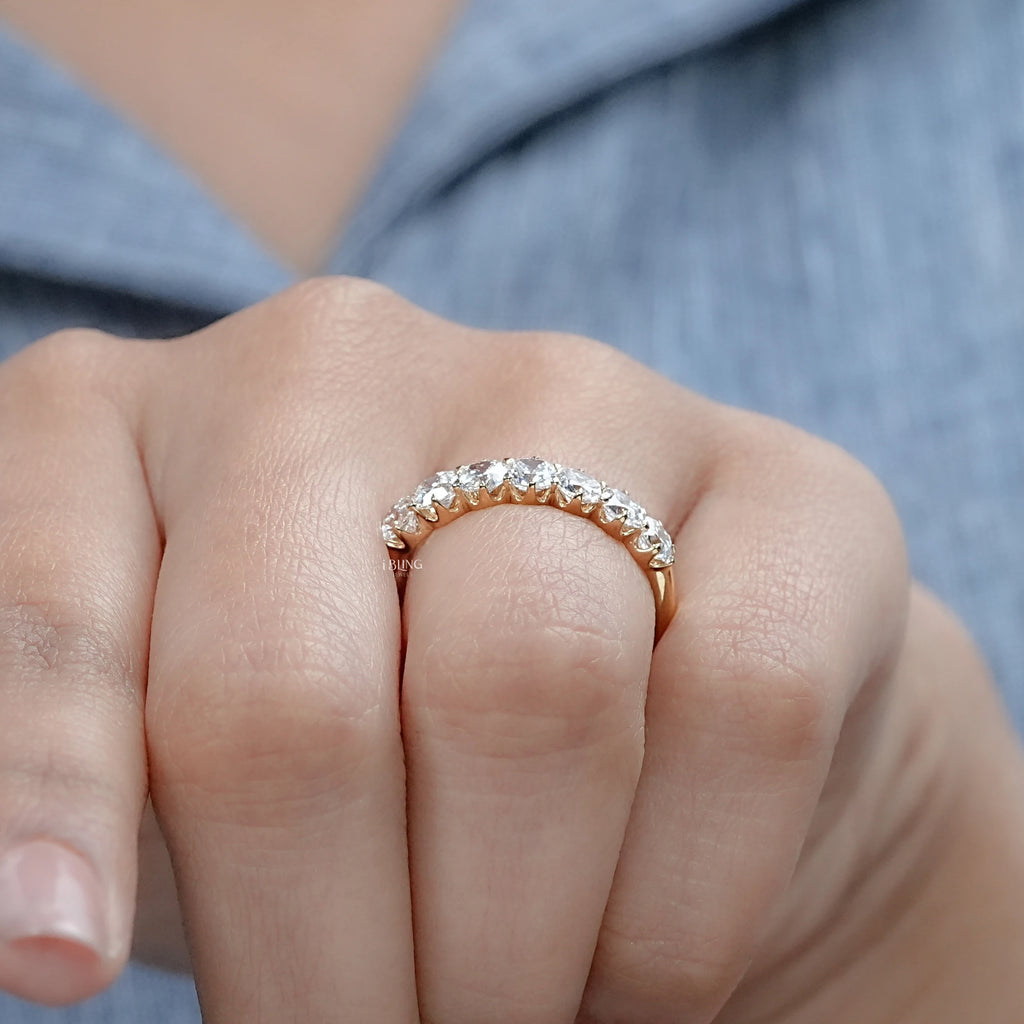 Seven Stone Old Mine Cushion Cut Wedding Band