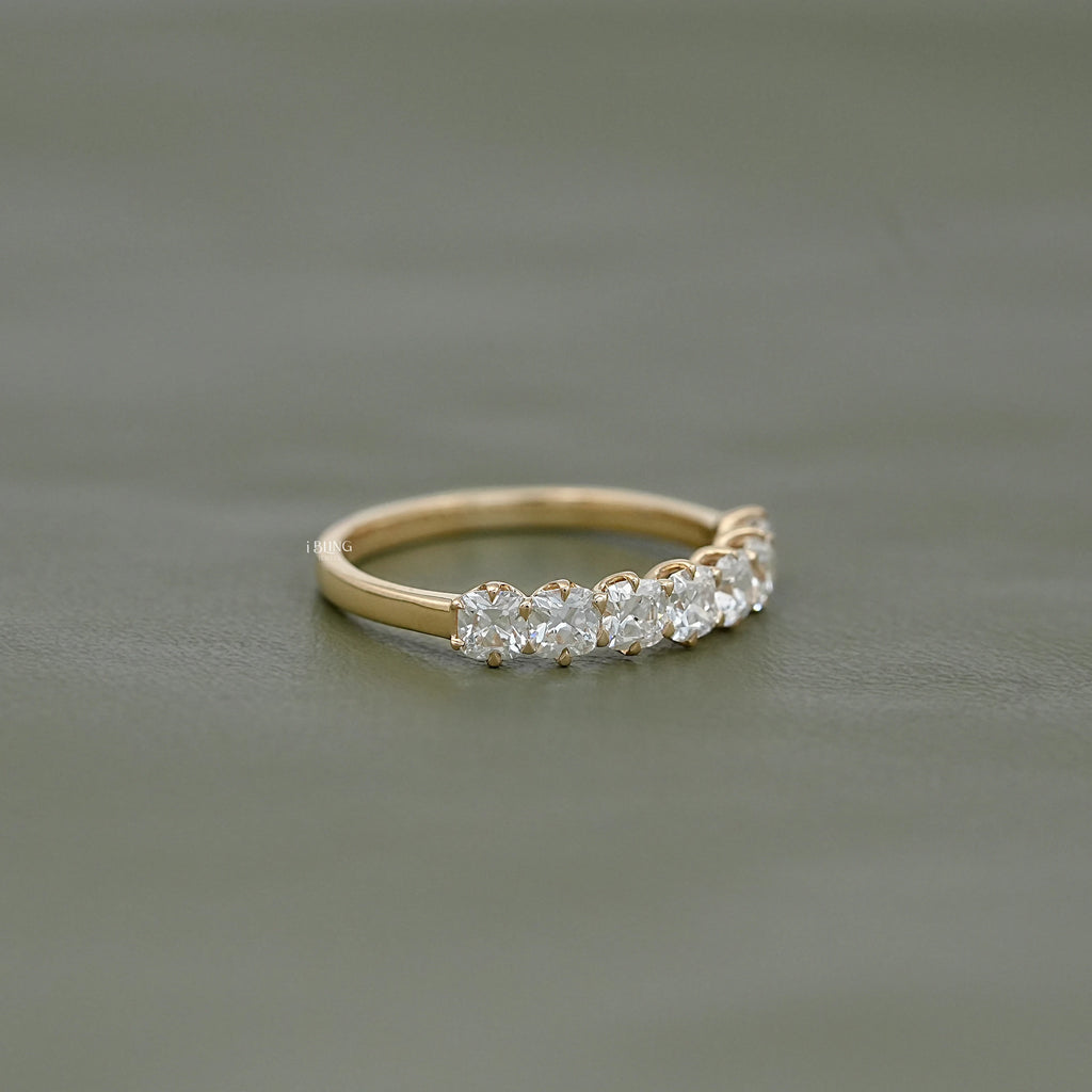 Seven Stone Old Mine Cushion Cut Wedding Band