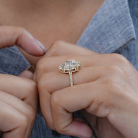 Cushion Diamond Cluster Set Halo Engagement Ring