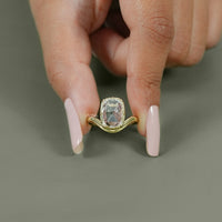 Rose Cut Elongated Cushion Curved Engagement Ring