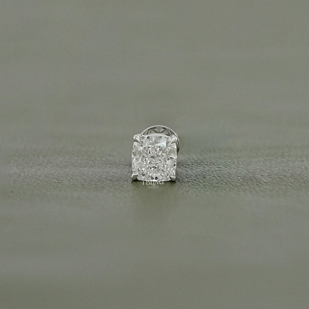 Cushion Cut Lab Diamond Push Back Stud Earrings