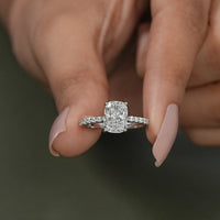 Elongated Old Mine Cushion Lab Diamond Ring