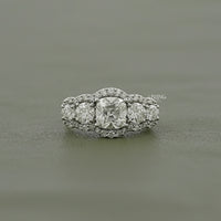 Cushion Cut Lab Grown Halo Diamond Five Stone Ring