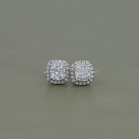 Cushion Cut Lab Diamond Halo Stud Earrings