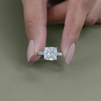 Cushion Lab Diamond Hidden Halo Solitaire Accent Ring