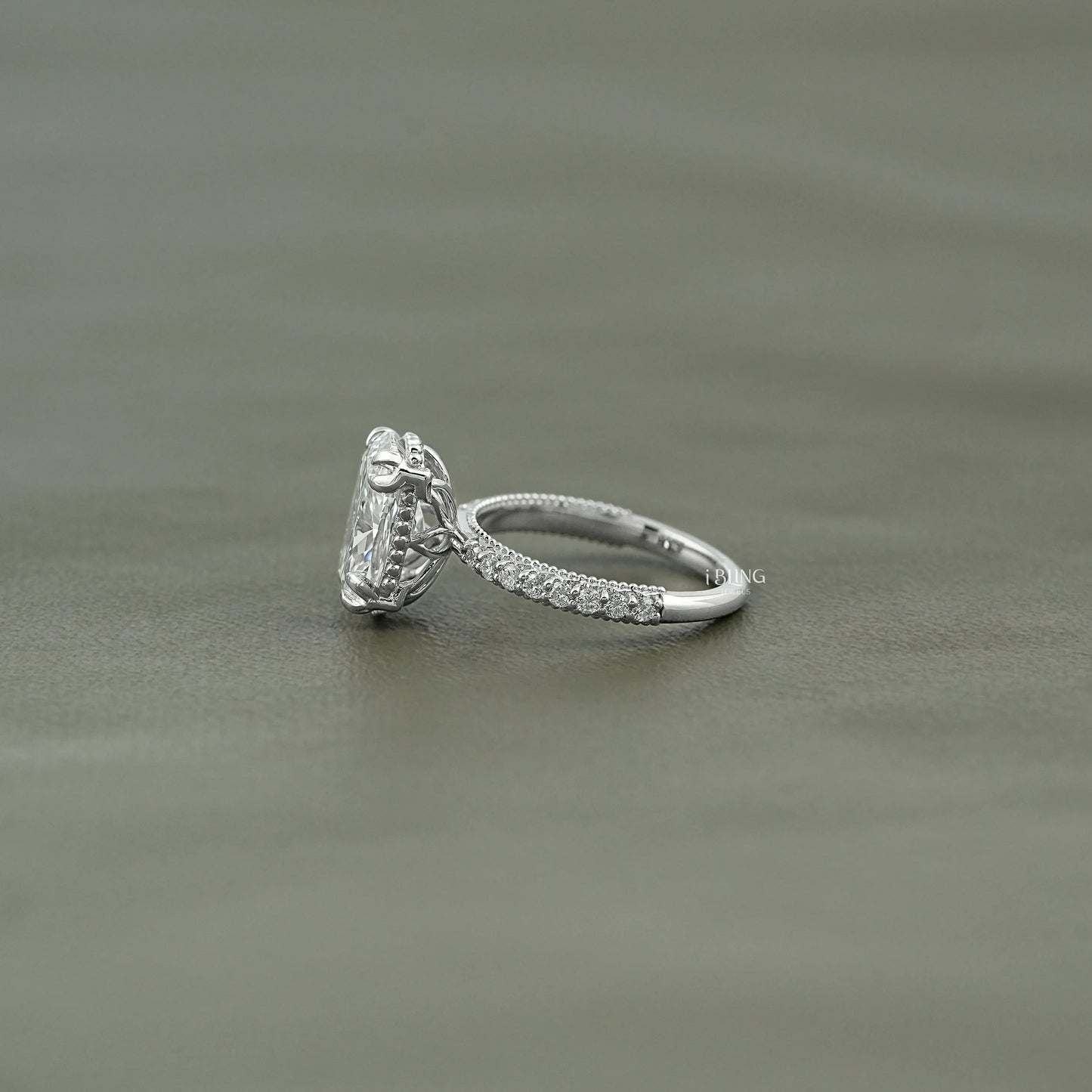 Vintage Cushion Cut Solitaire Accent Diamond Ring