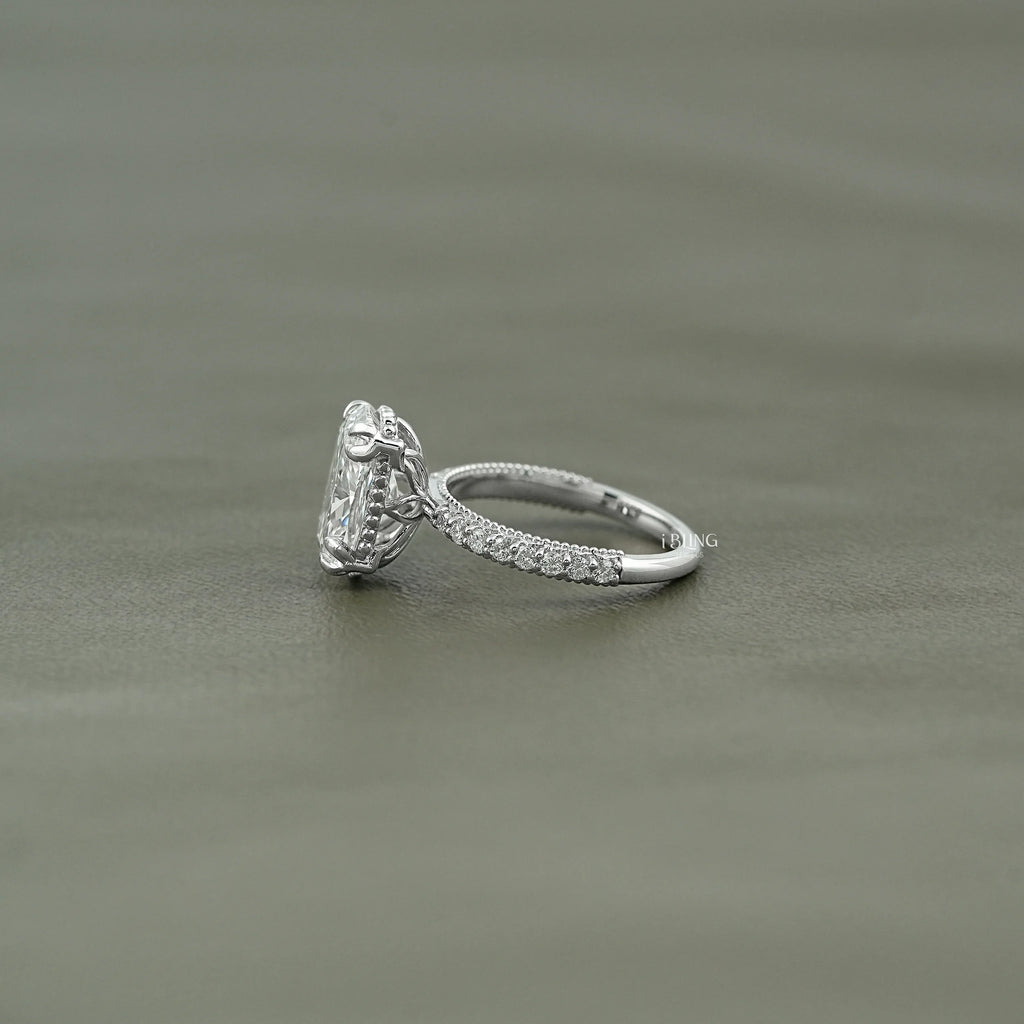 Vintage Cushion Cut Solitaire Accent Diamond Ring