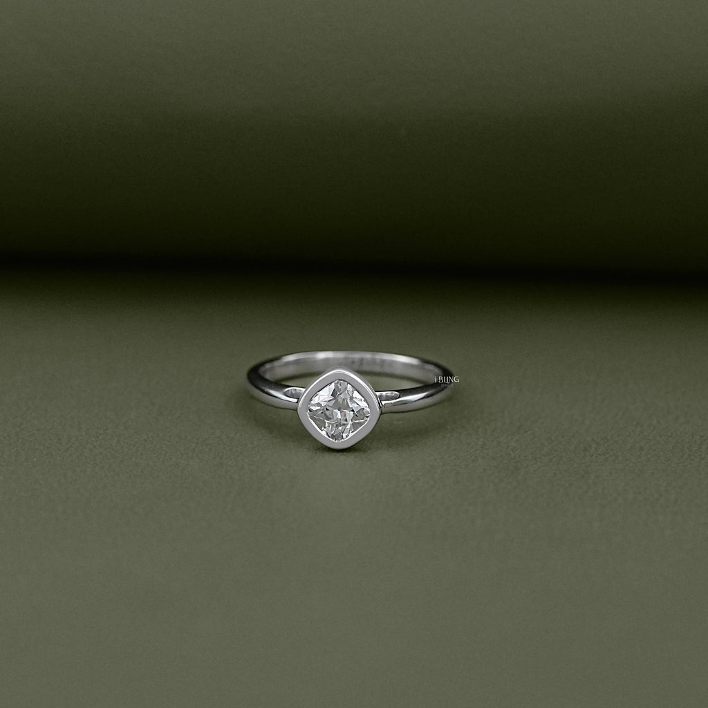 Cushion Cut Diamond Solitaire Engagement Ring