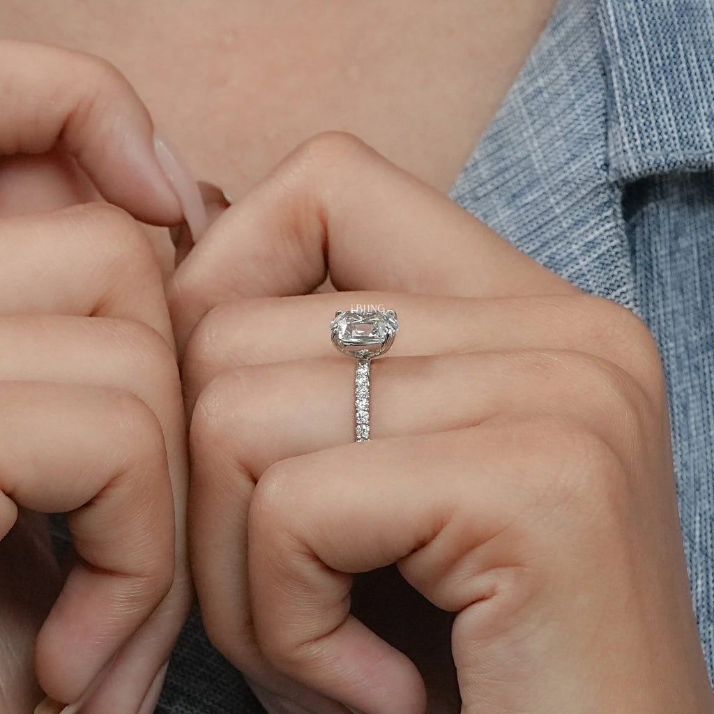 Elongated Cushion Diamond Engagement Ring