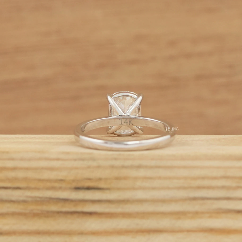 Elongated Cushion Lab Diamond Solitaire Engagement Ring