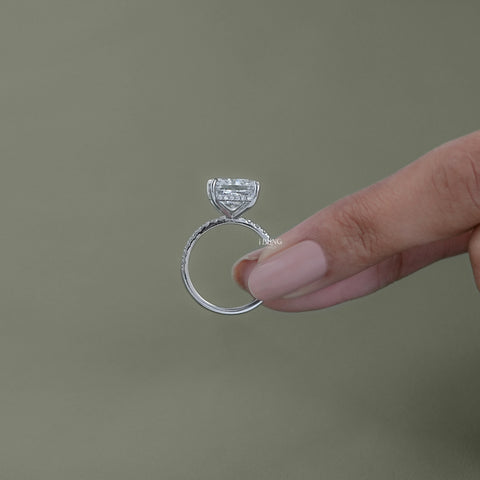 Cushion Lab Diamond Hidden Halo Solitaire Accent Ring