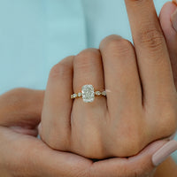 Elongated Cushion Lab Diamond Accent Engagement Ring