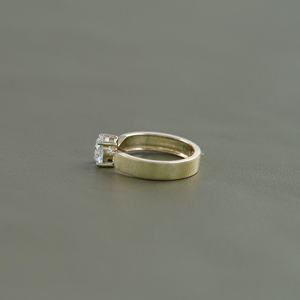 Old Mine Cushion Cut Lab Diamond Solitaire Ring