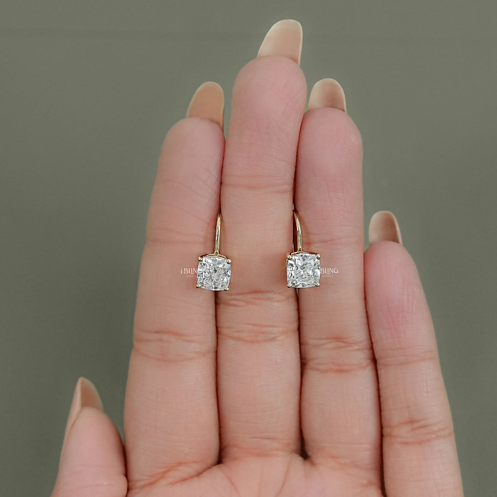 Square Cushion Lab Diamond Hoop Earrings