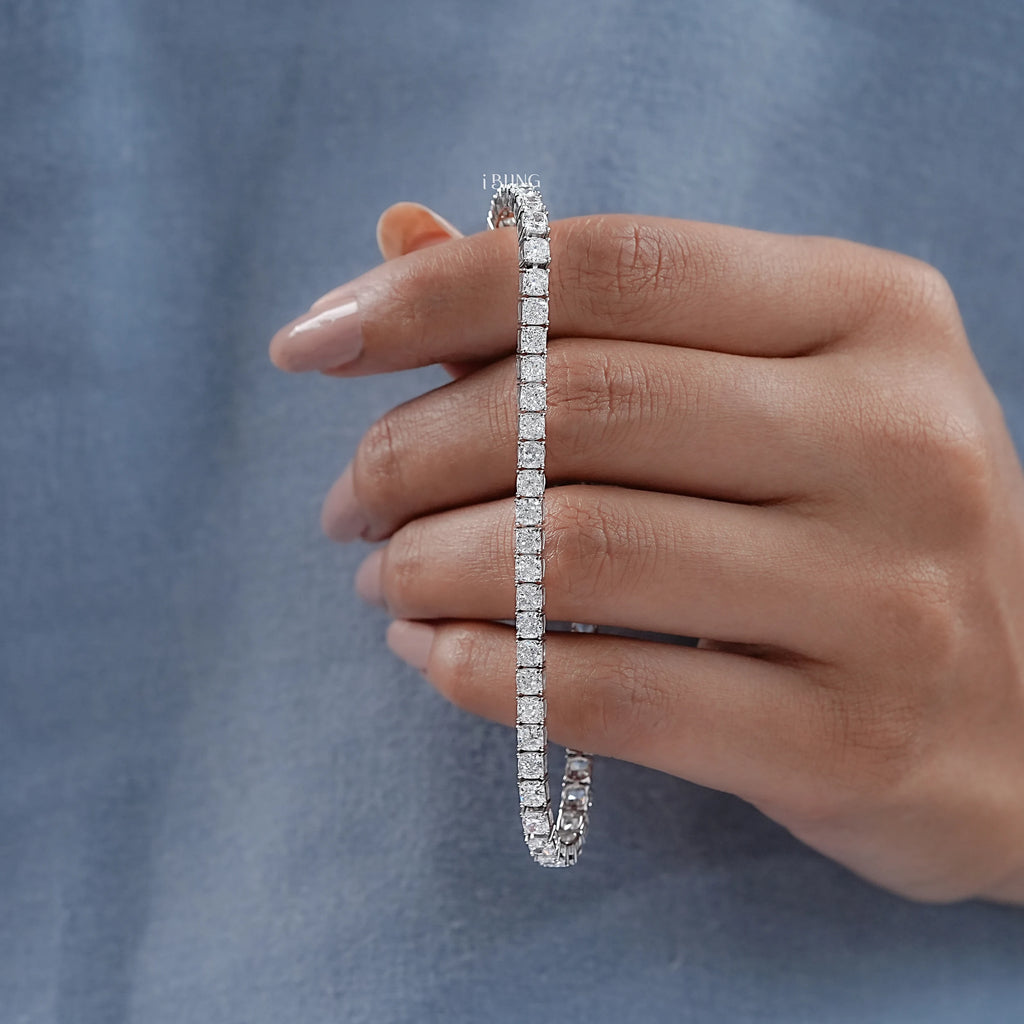 Lab Diamond Cushion Cut Tennis Bracelet