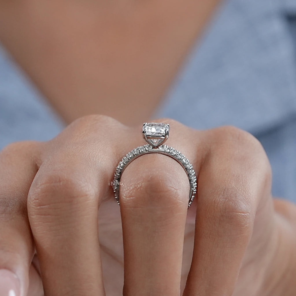 Cushion Cut Solitaire With Accent Bridal Ring Sets