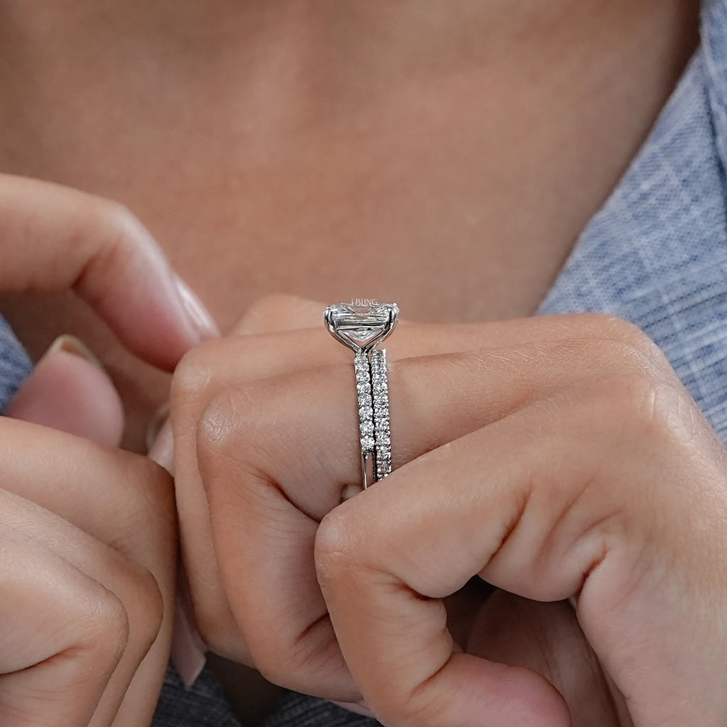 Cushion Cut Solitaire With Accent Bridal Ring Sets