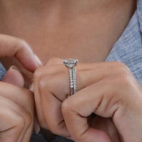 Cushion Cut Solitaire With Accent Bridal Ring Sets