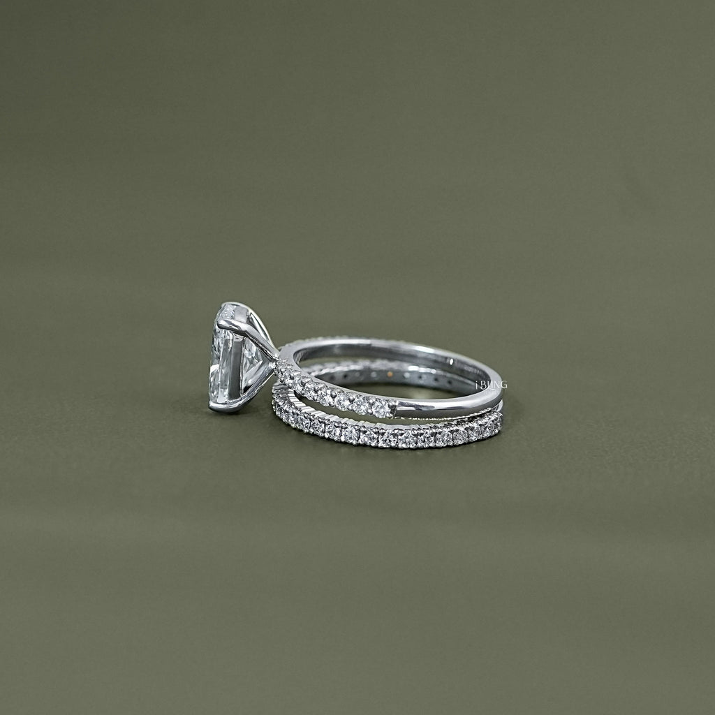 Cushion Cut Solitaire With Accent Bridal Ring Sets